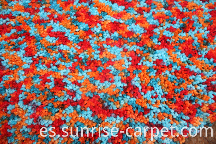Polyester Rugs with spac dyed yarn blue and orange